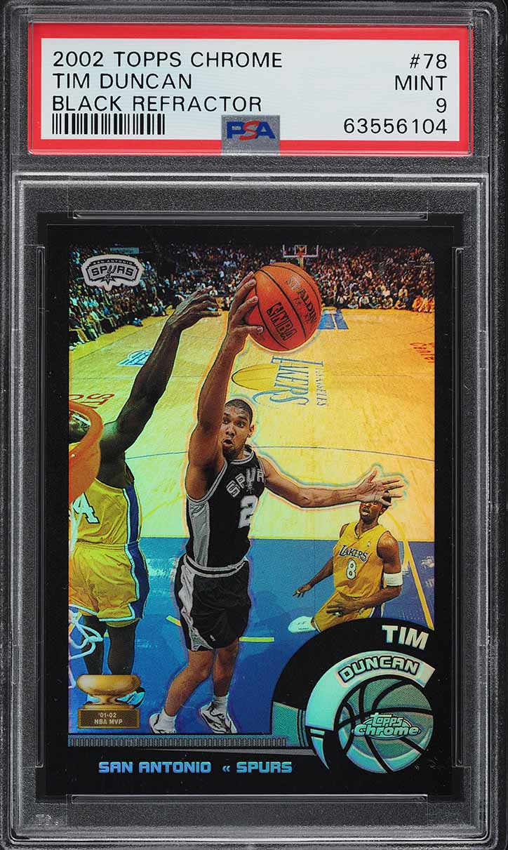 2002 Topps Chrome Black Refractor Tim Duncan /99 #78 PSA 9 MINT