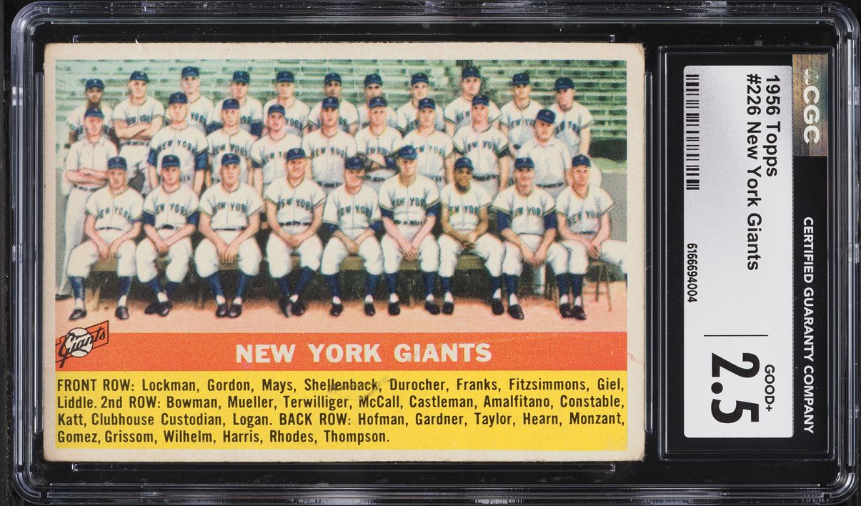 1956 Topps New York Giants w/ Willie Mays #226 CGC 2.5 GD+