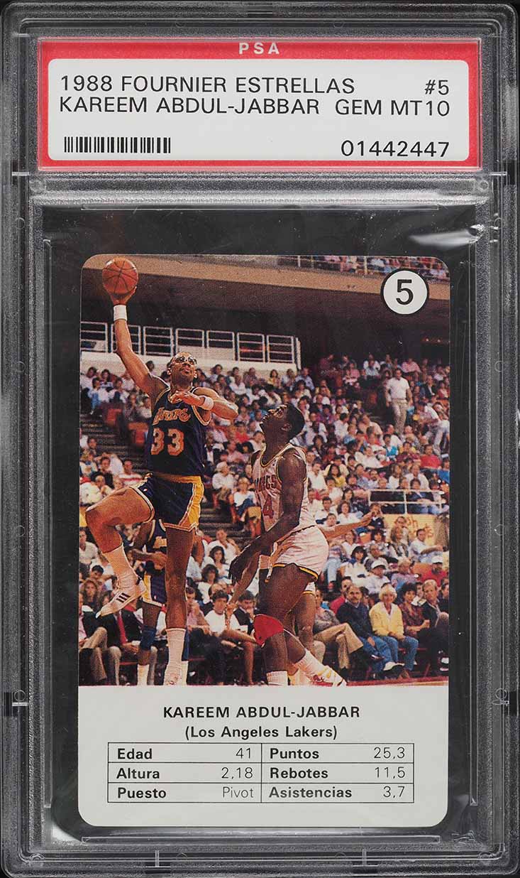 1988 Fournier Estrellas Kareem Abdul-Jabbar #5 PSA 10 GEM MINT