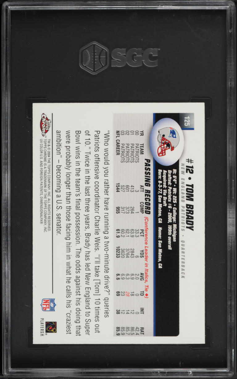 2004 Topps Chrome Tom Brady #125 SGC 9 MINT