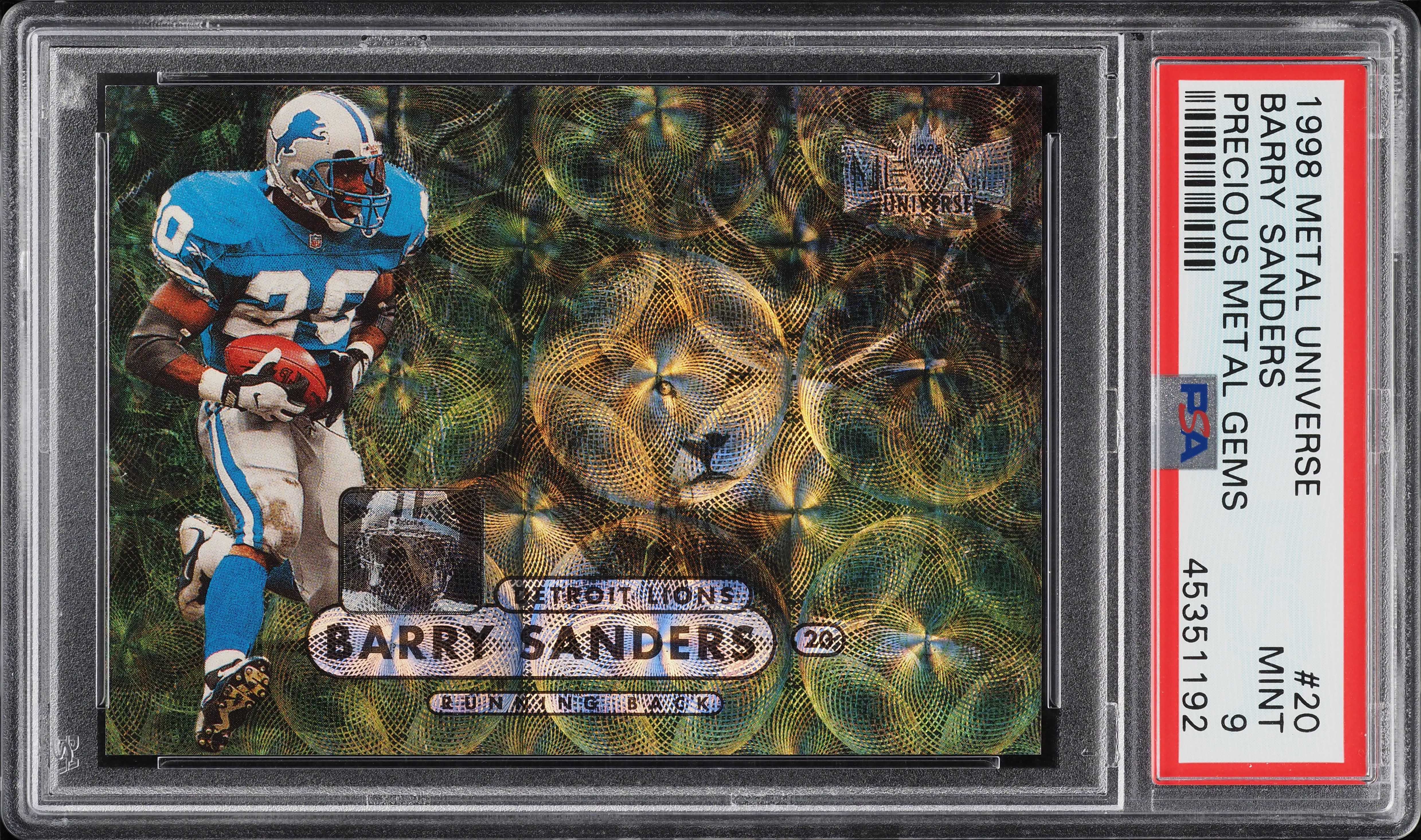 1998 Metal Universe Precious Metal Gems Barry Sanders PMG /50 #20