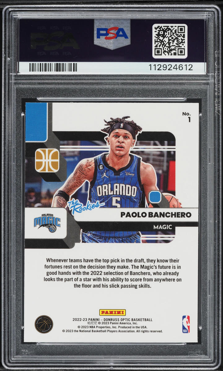 2022 Donruss Optic The Rookies Paolo Banchero ROOKIE #1 PSA 10 GEM MINT