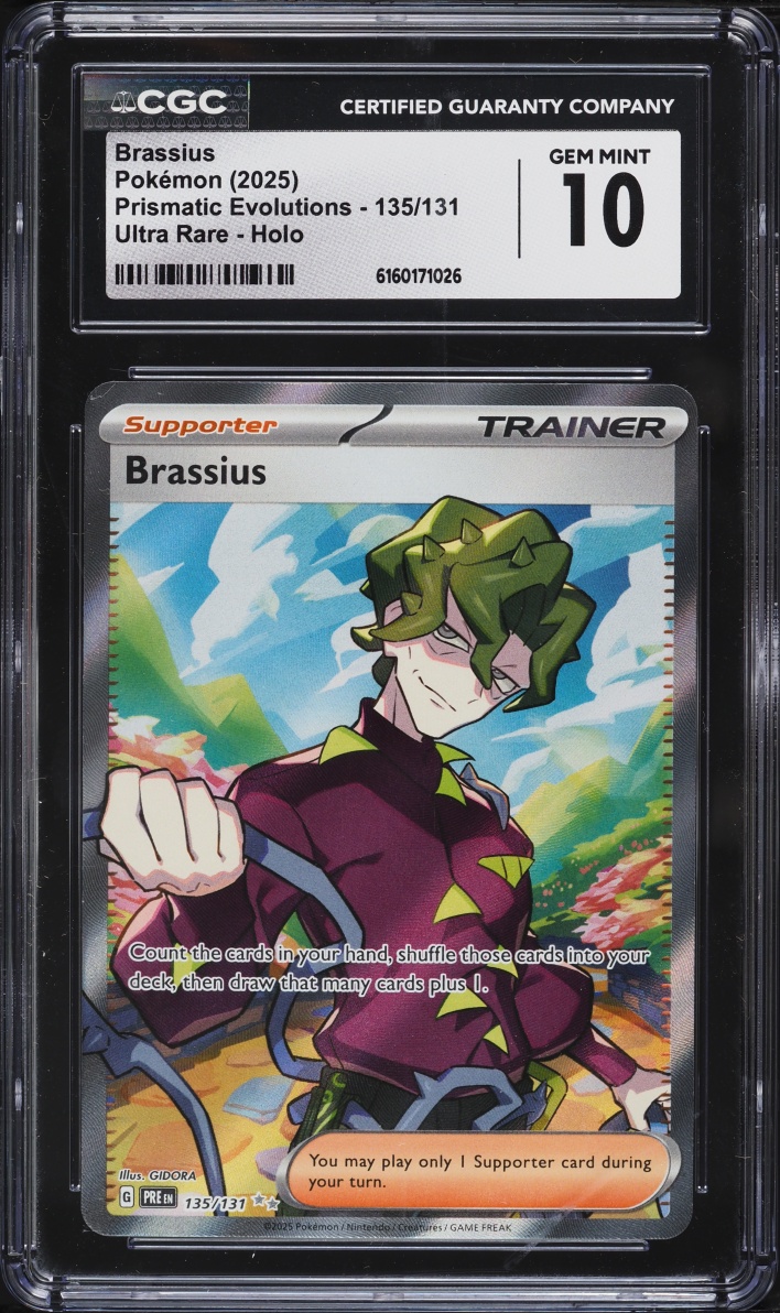 2025 Pokemon Scarlet & Violet Prismatic Evolutions Full Art Brassius #135 CGC 10 GEM MINT