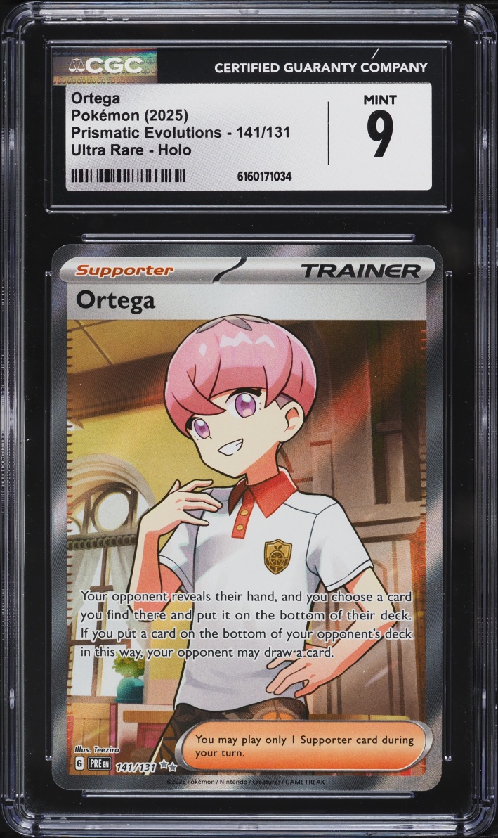 2025 Pokemon Scarlet & Violet Prismatic Evolutions Full Art Ortega #141 CGC 9 MINT