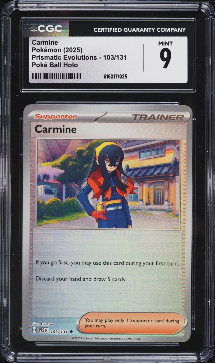2025 Pokemon SV Prismatic Evolutions Poke Ball Holo Carmine #103 CGC 9 MINT