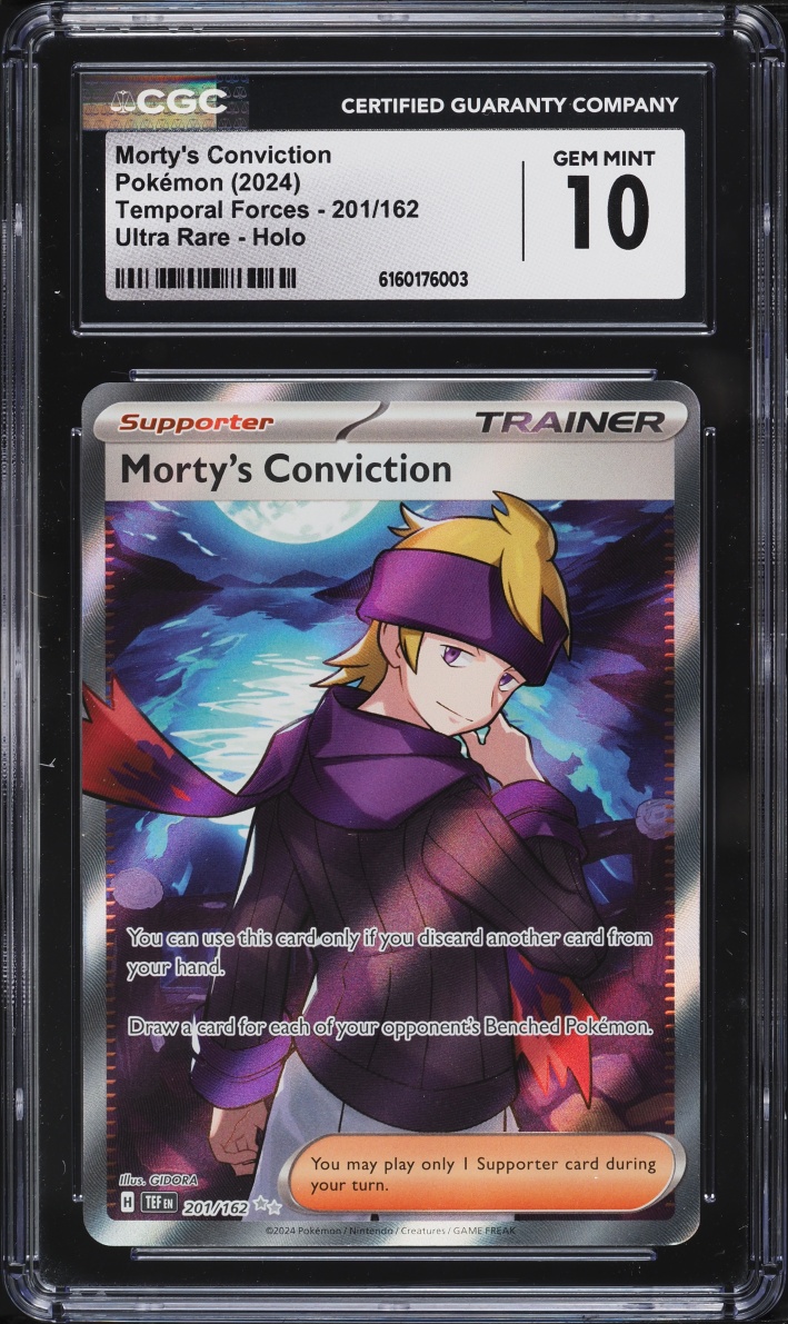 2024 Pokemon Sword & Shield Temporal Forces Full Art Morty's Conviction #201 CGC 10 GEM MINT
