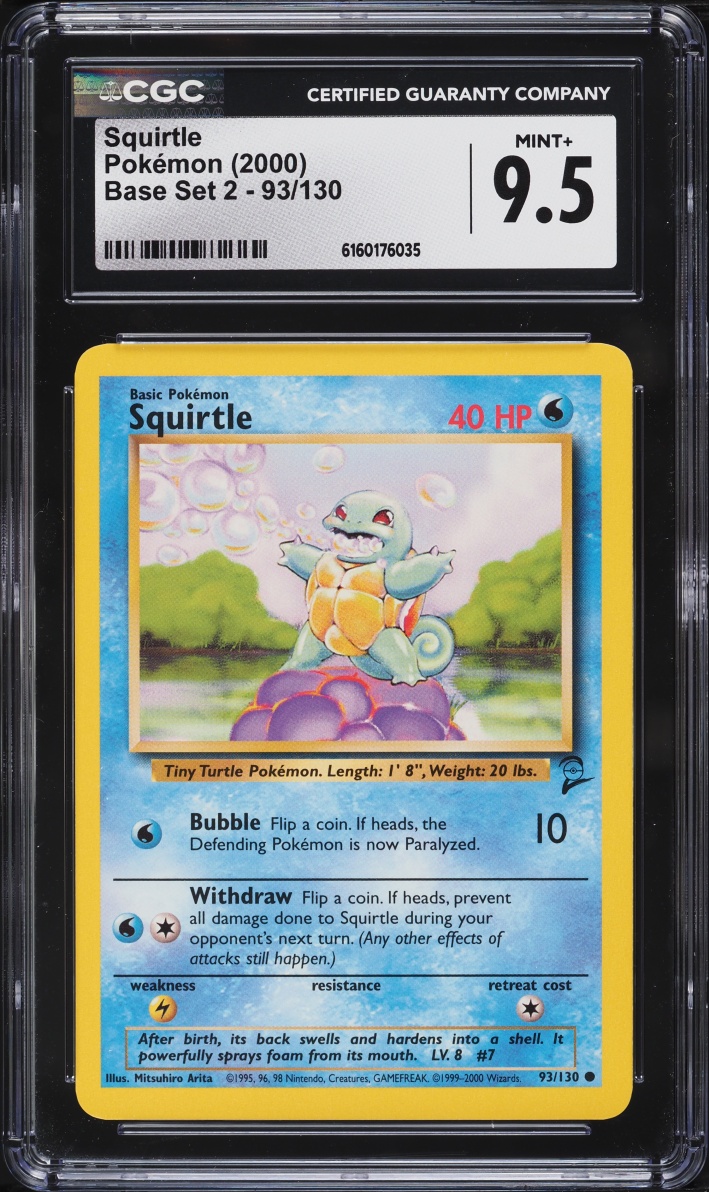 2000 Pokemon Base Set 2 Squirtle #93 CGC 9.5 MINT+