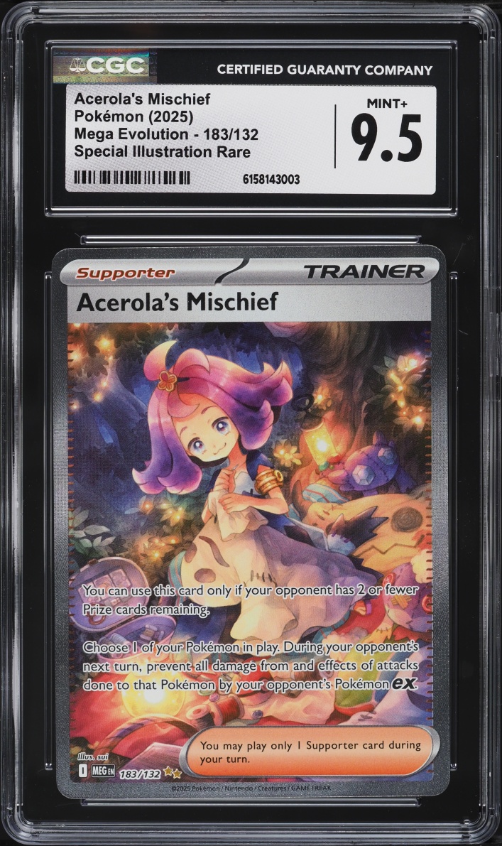 2025 Pokemon Mega Evolution SIR Acerola's Mischief #183 CGC 9.5 MINT+