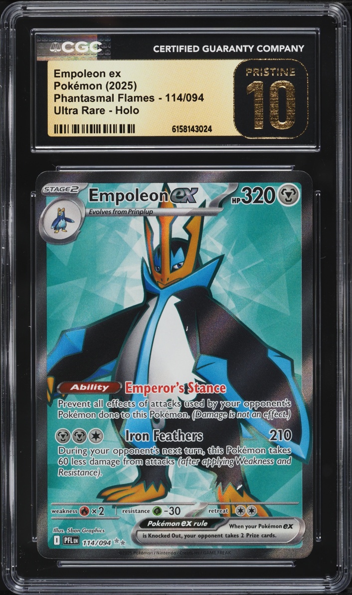 2025 Pokemon Mega Evolution Phantasmal Flames Full Art Empoleon ex #114 CGC 10 PRISTINE
