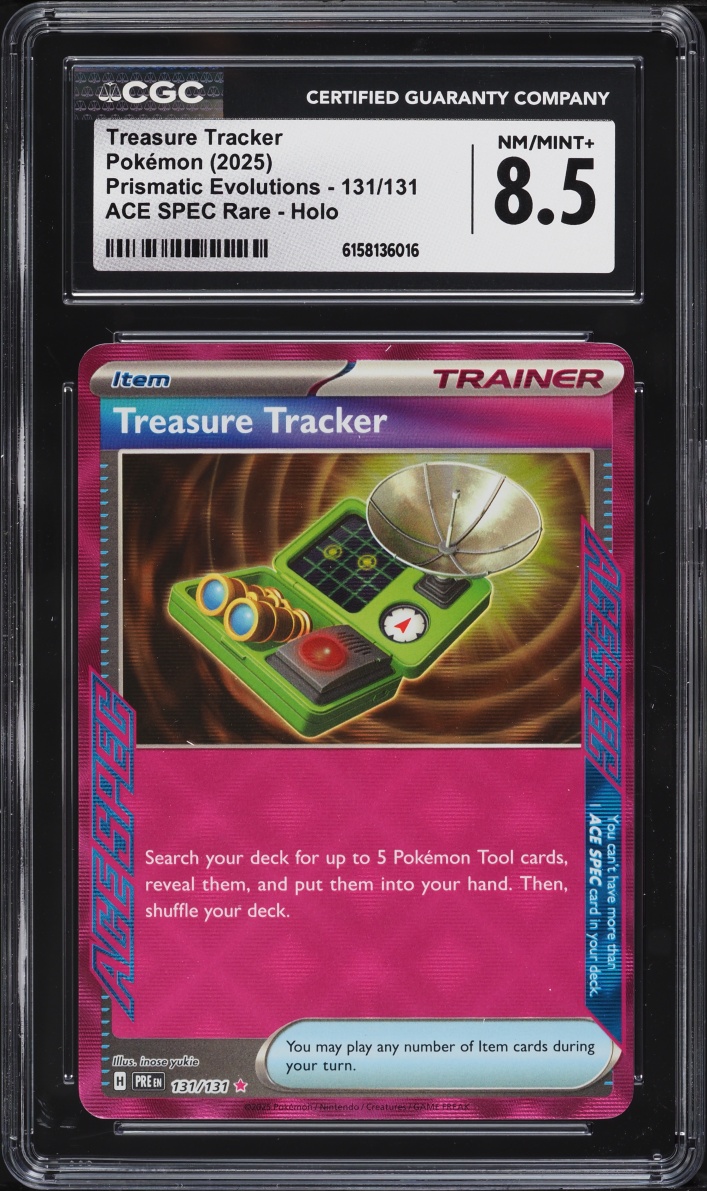 2025 Pokemon SV Prismatic Evolutions Ace Spec Treasure Tracker #131 CGC 8.5 NM-MT+