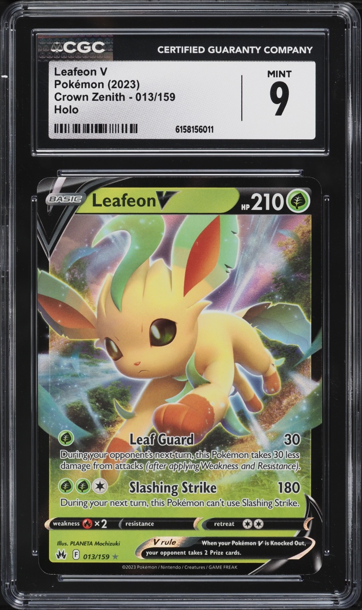 2023 Pokemon Sword & Shield Crown Zenith Holo Leafeon V #13 CGC 9 MINT