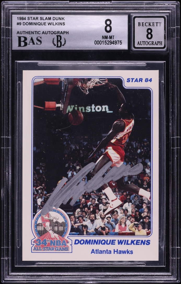 1984 Star Slam Dunk Dominique Wilkins ROOKIE AUTO #9 BAS BGS 8 NM-MT