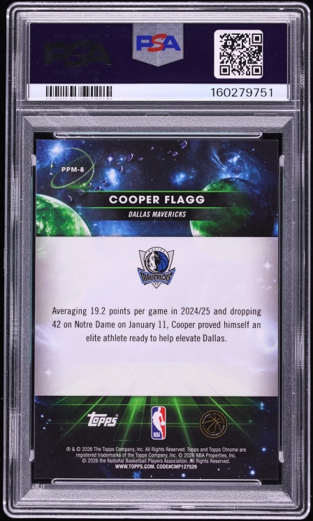 2025 Topps Chrome Cosmic Planetary Pursuit Mercury Cooper Flagg ROOKIE #8 PSA 10 GEM MINT