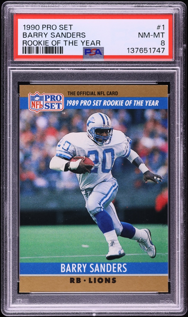 1990 Pro Set Rookie Of The Year Barry Sanders #1 PSA 8 NM-MT