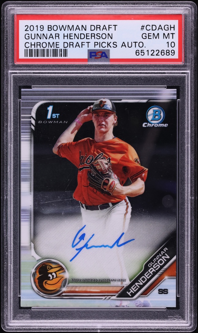 2019 Bowman Chrome Draft Gunnar Henderson PROSPECT AUTO #CDA-GH PSA 10 GEM MINT