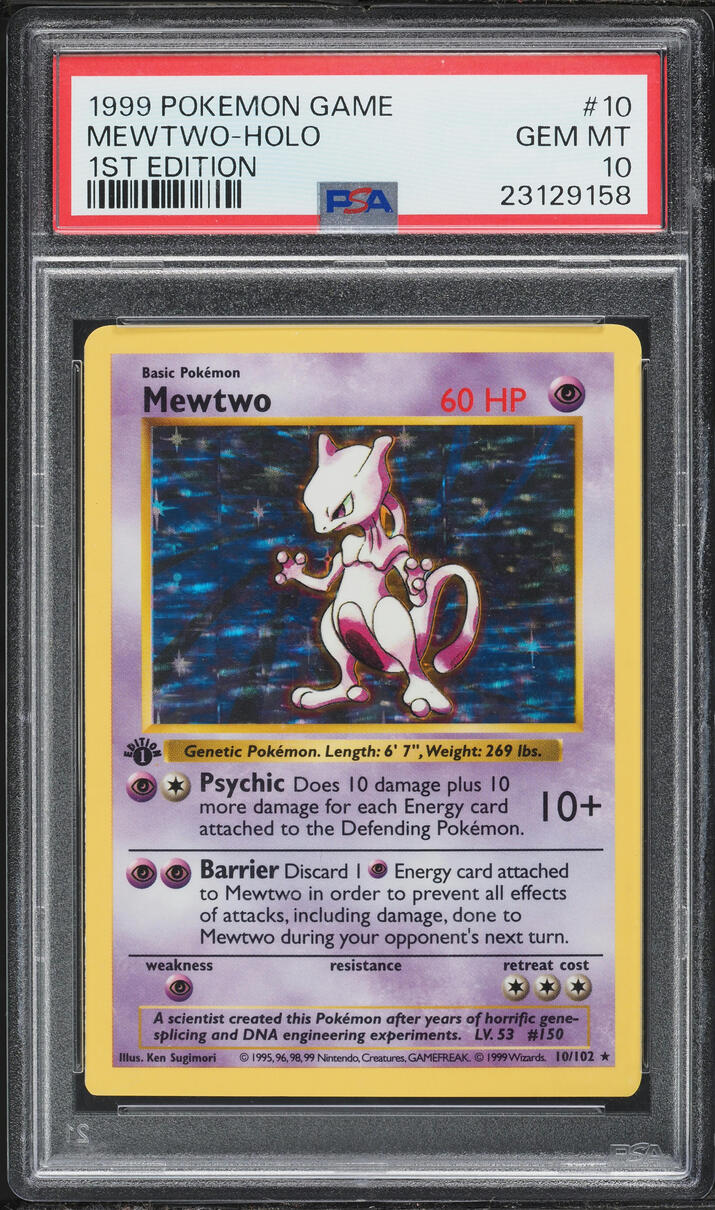 1999 Pokemon Base Set Shadowless 1st Edition Holo Mewtwo #10 PSA 10 GEM MINT