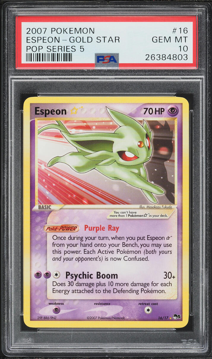 2007 Pokemon Pop Series 5 Holo Espeon Gold Star #16 PSA 10 GEM MINT