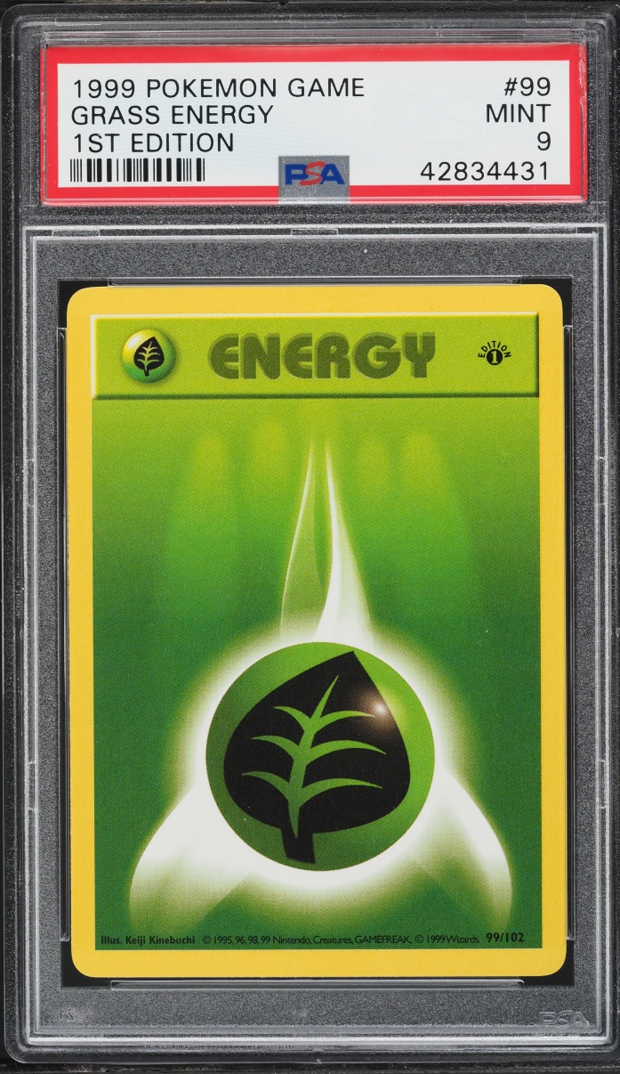 1999 Pokemon Base Set Shadowless 1st Edition Grass Energy #99 PSA 9 MINT