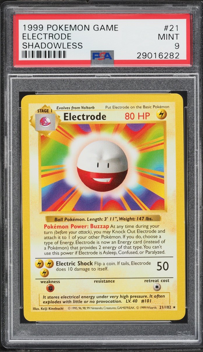 1999 Pokemon Base Set Shadowless Electrode #21 PSA 9 MINT