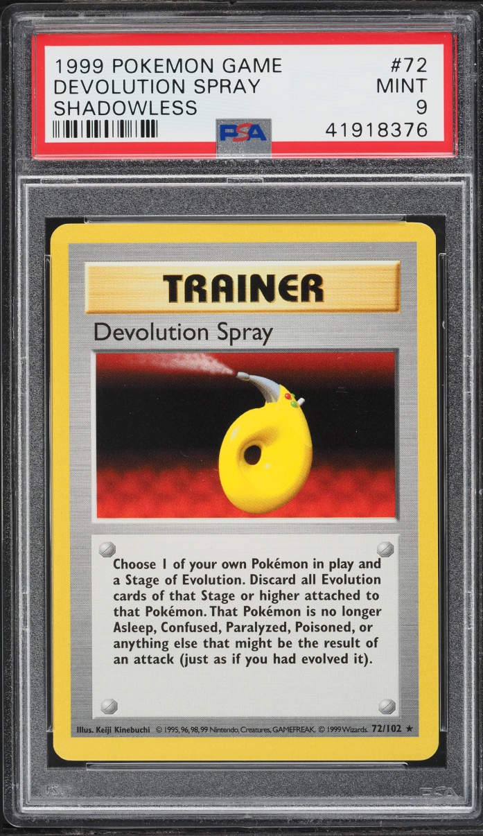 1999 Pokemon Base Set Shadowless Devolution Spray #72 PSA 9 MINT