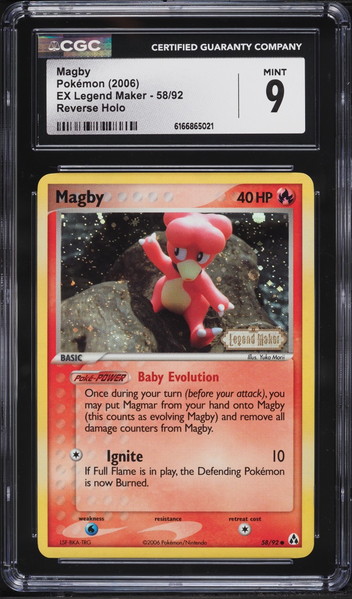 2006 Pokemon EX Legend Maker Reverse Holo Magby #58 CGC 9 MINT