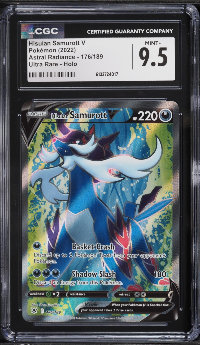 2022 Pokemon Sword & Shield Astral Radiance Full Art Hisuian Samurott V #176 CGC 9.5 MINT+