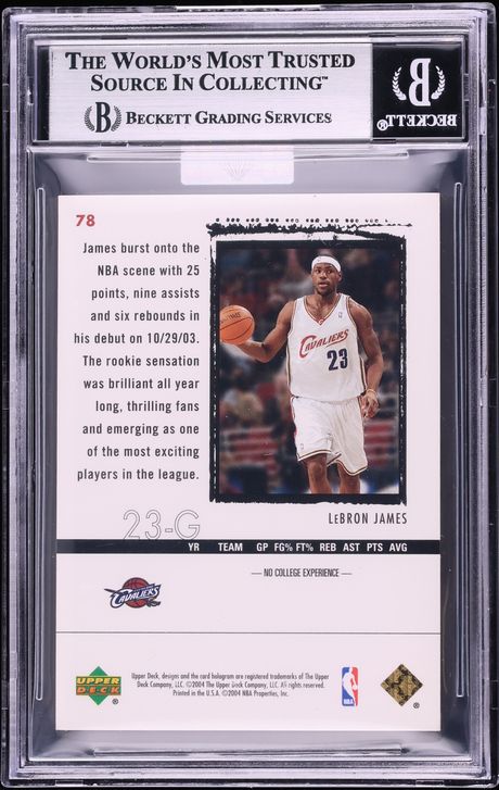 2003 Exquisite Collection Gold LeBron James ROOKIE /25 #78 MBA BGS 8 NM-MT