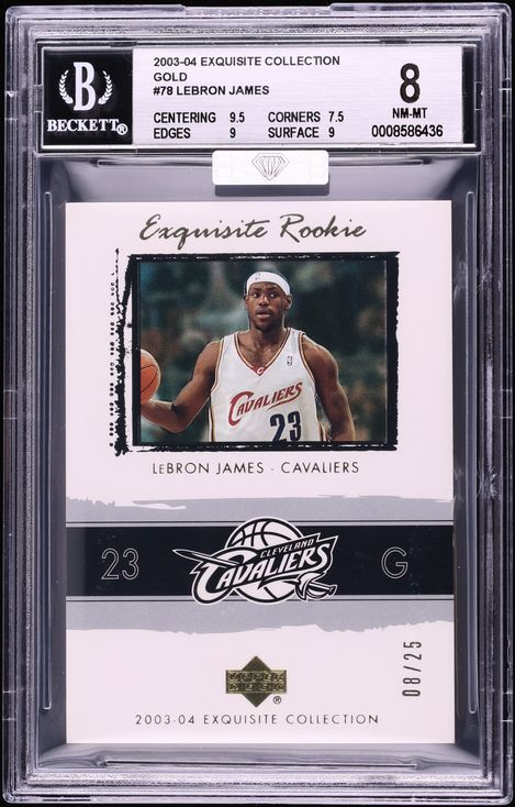 2003 Exquisite Collection Gold LeBron James ROOKIE /25 #78 MBA BGS 8 NM-MT