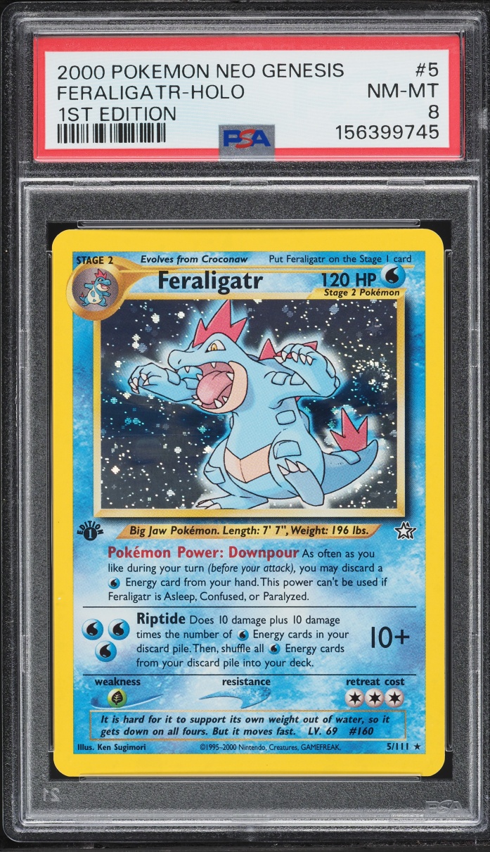 2000 Pokemon Neo Genesis 1st Edition Holo Feraligatr #5 PSA 8 NM-MT