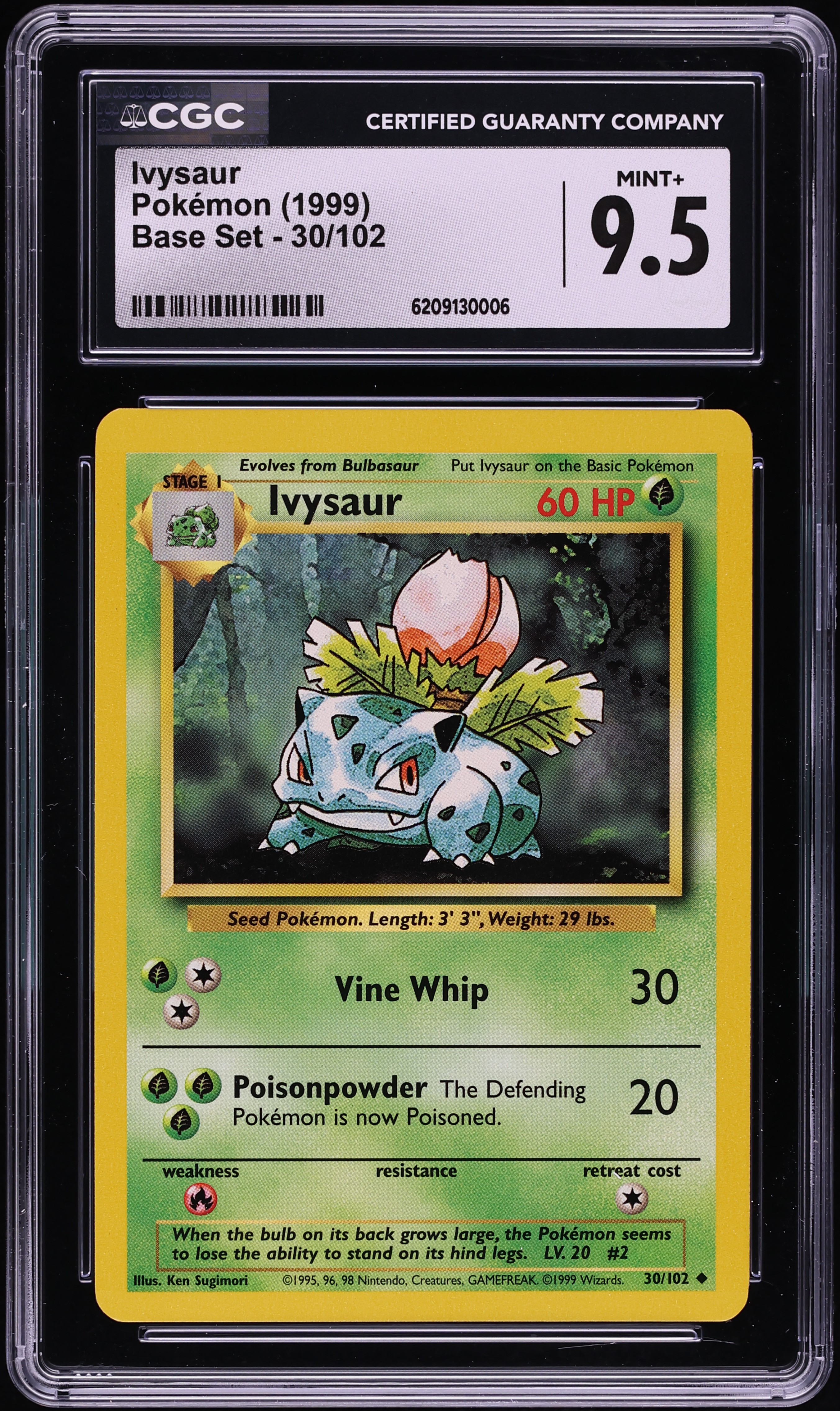 1999 Pokemon Base Set Ivysaur #30 CGC 9.5 MINT+