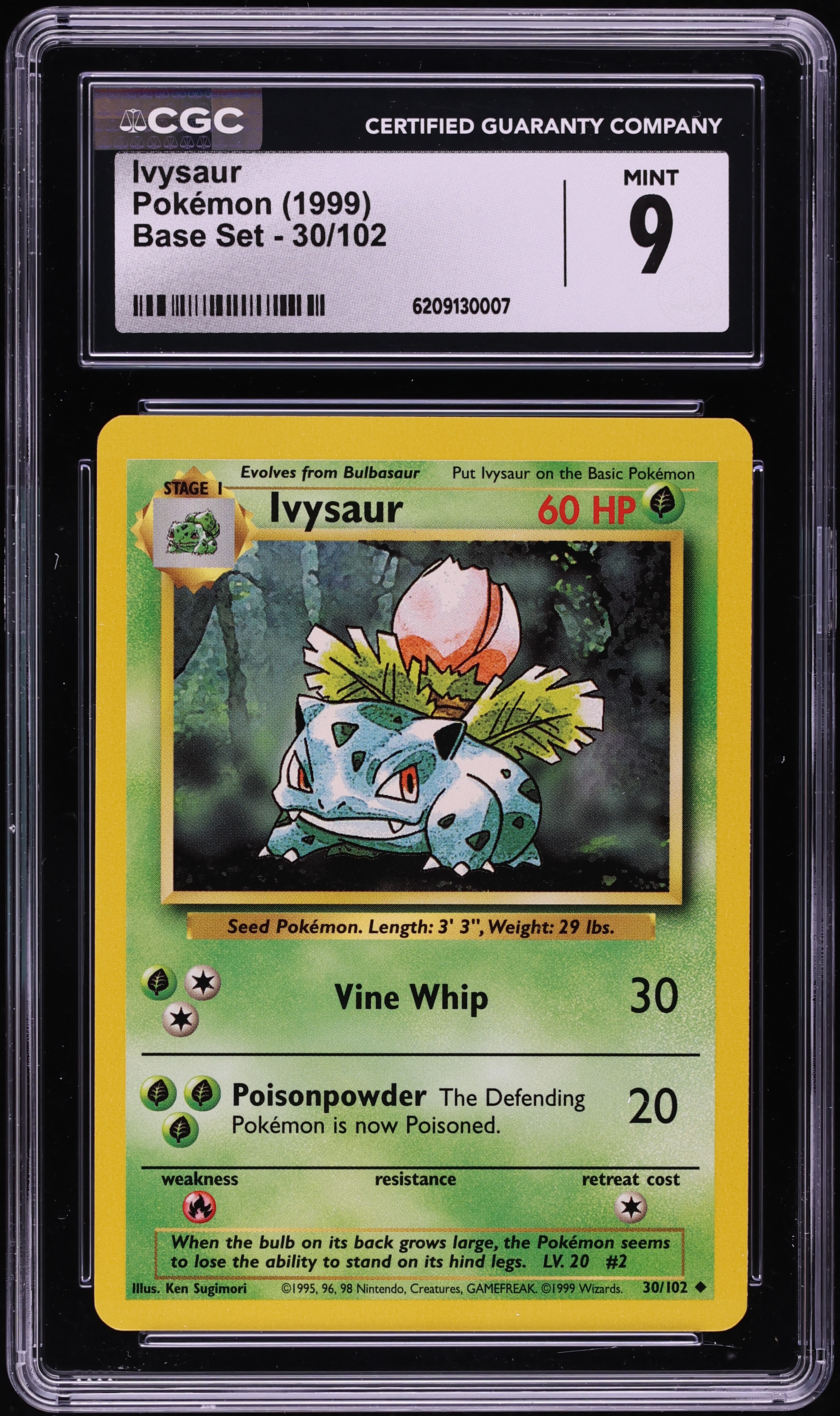 1999 Pokemon Base Set Ivysaur #30 CGC 9 MINT
