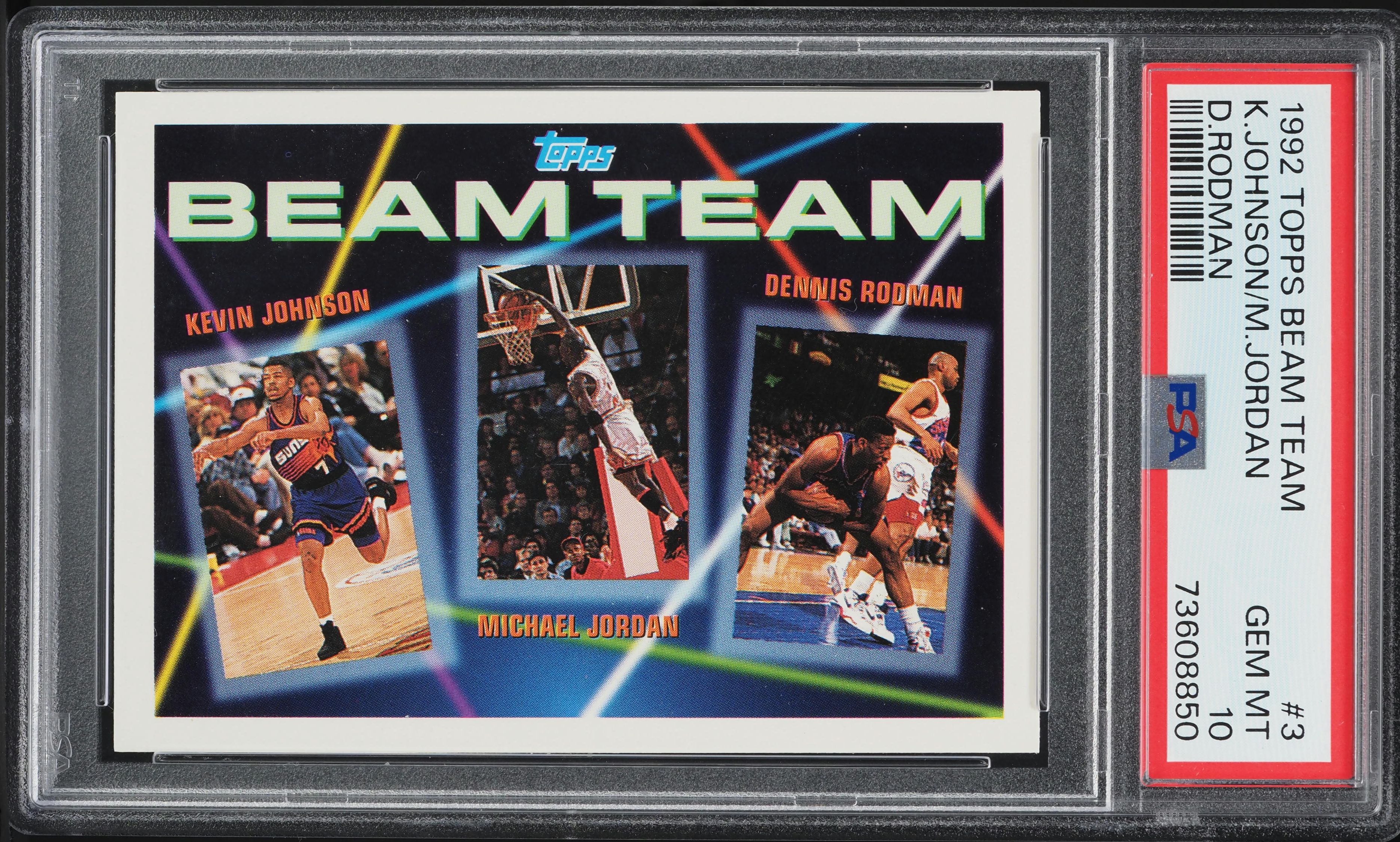 1992 Topps Beam Team Michael Jordan Dennis Rodman Kevin Johnson #3 PSA 10 GEM