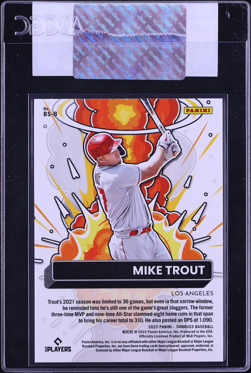 2022 Donruss Bomb Squad! Pink Fireworks Mike Trout #BS-8 CGC AUTH