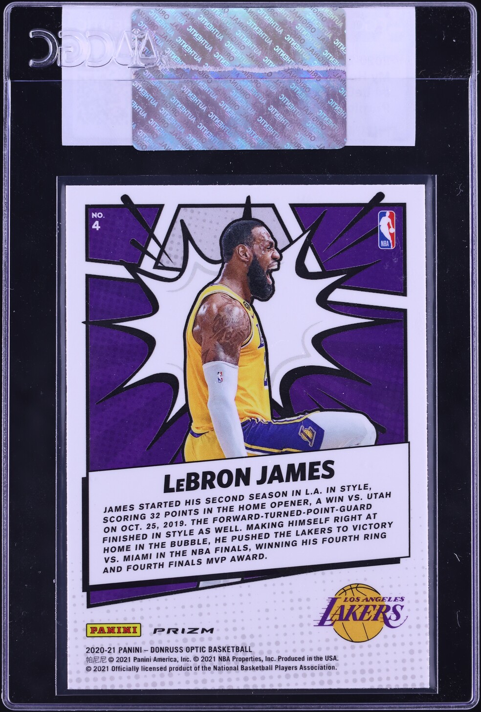2020 Donruss Optic My House! Purple LeBron James #4 CGC AUTH