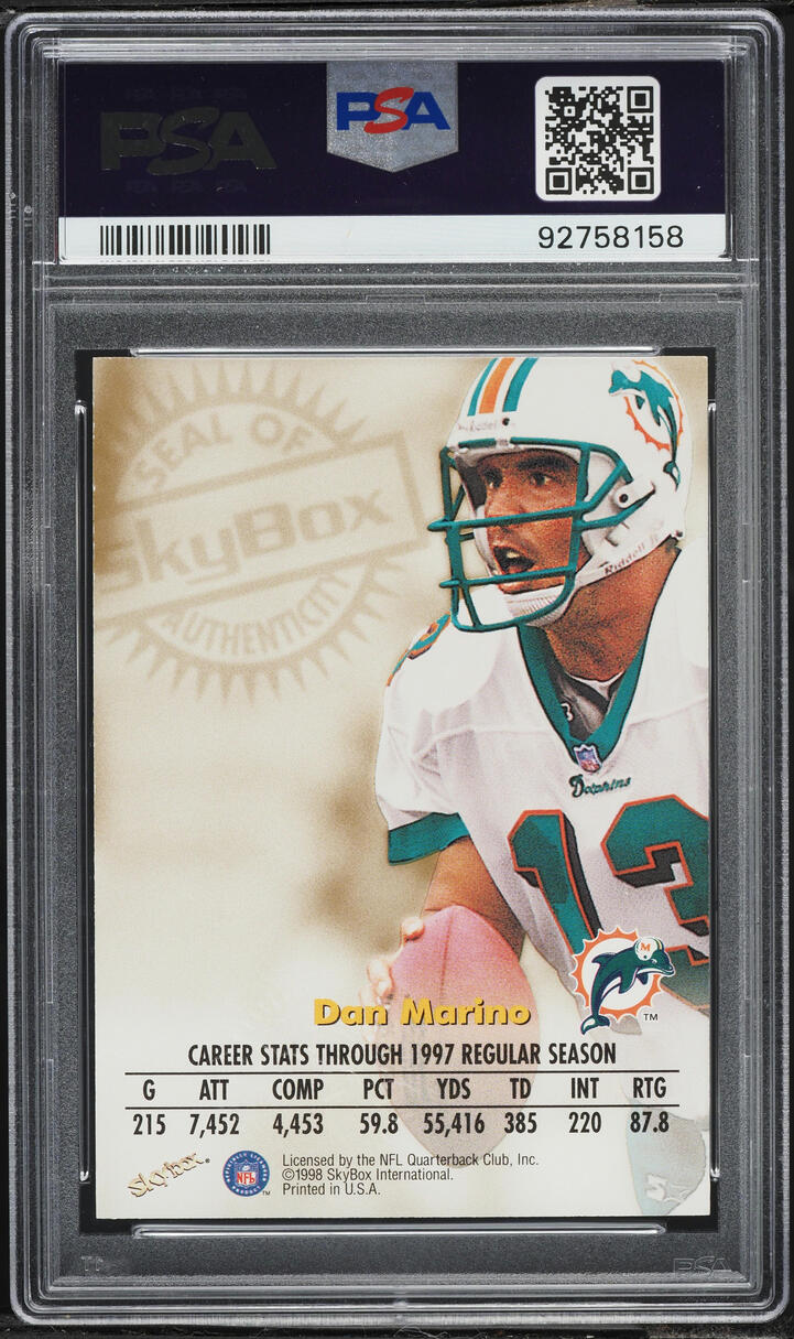1998 Skybox Premium Autographics Dan Marino AUTO PSA 9 MINT