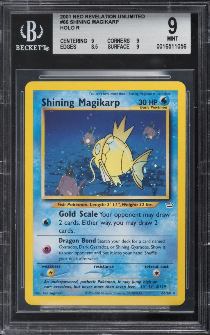 2001 Pokemon Neo Revelation Holo Shining Magikarp #66 BGS 9 MINT