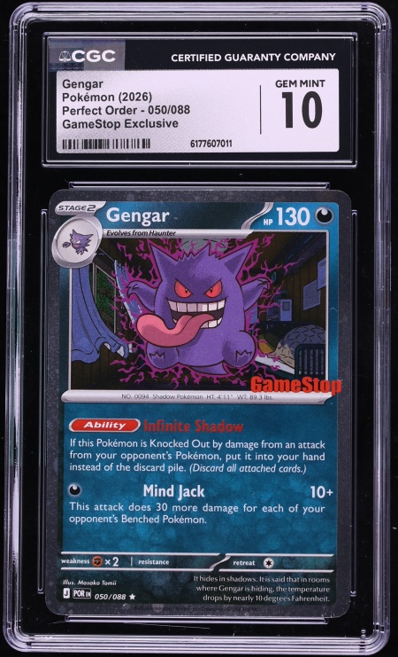 2026 Pokemon Mega Evolution Perfect Order GameStop Exclusive Gengar #50 CGC 10 GEM MINT