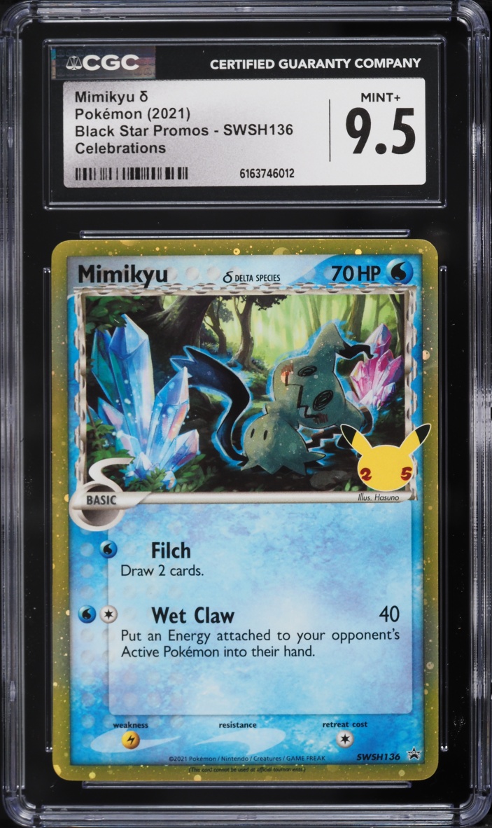 2021 Pokemon Sword & Shield Promo Celebrations Holo Mimikyu #SWSH136 CGC 9.5 MINT+