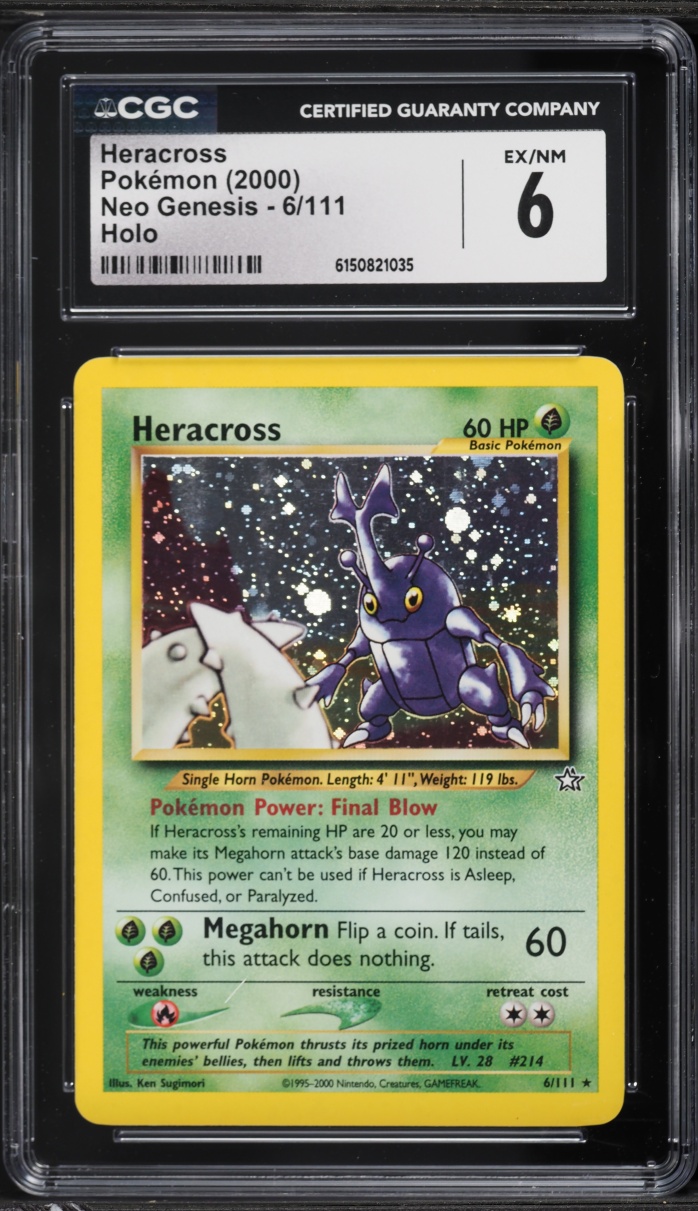 2000 Pokemon Neo Genesis Holo Heracross #6 CGC 6 EXMT