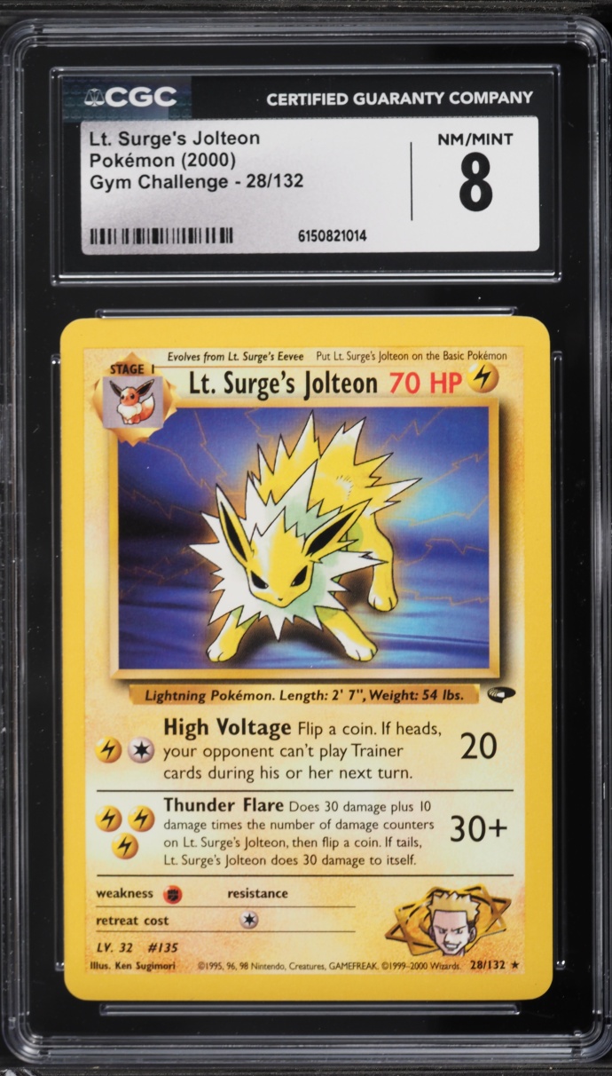 2000 Pokemon Gym Challenge Lt. Surge's Jolteon #28 CGC 8 NM-MT