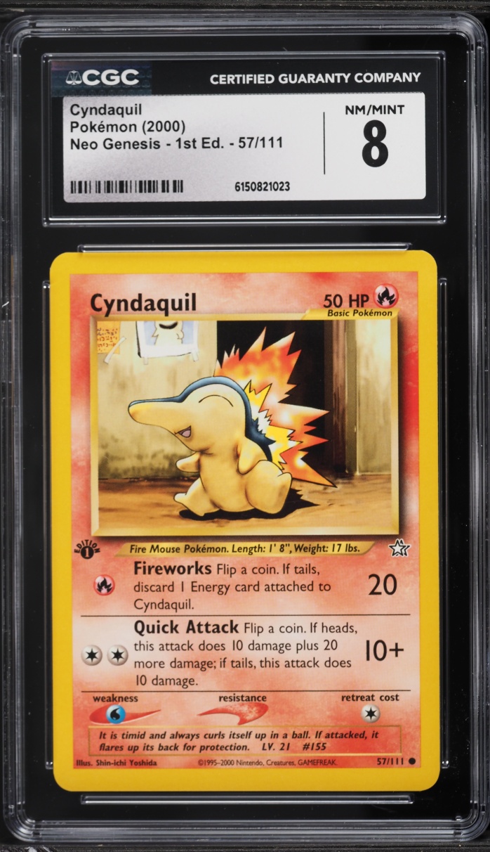 2000 Pokemon Neo Genesis 1st Edition Cyndaquil #57 CGC 8 NM-MT