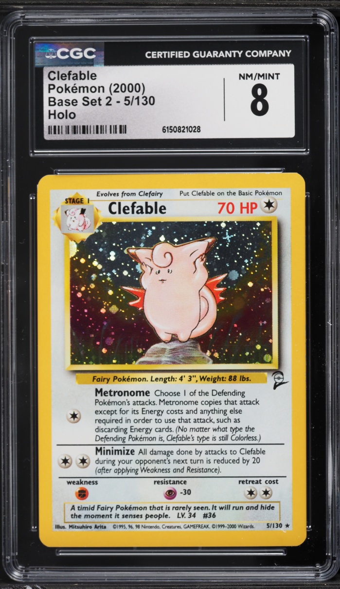 2000 Pokemon Base Set 2 Holo Clefable #5 CGC 8 NM-MT