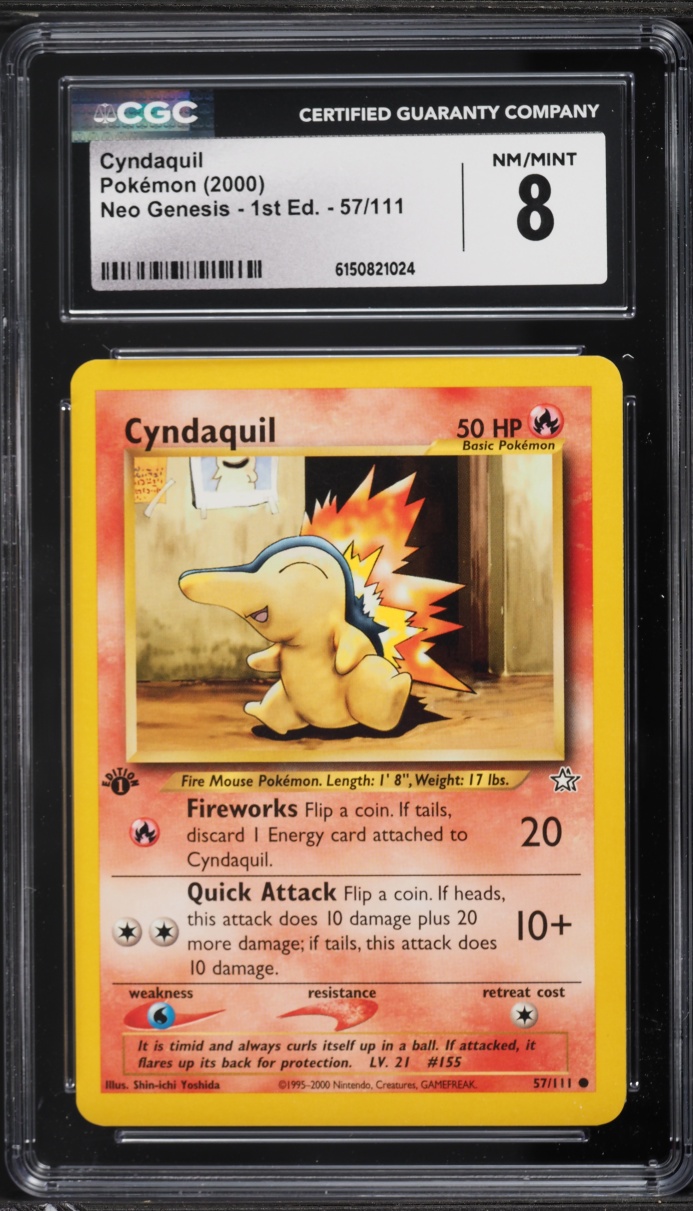 2000 Pokemon Neo Genesis 1st Edition Cyndaquil #57 CGC 8 NM-MT