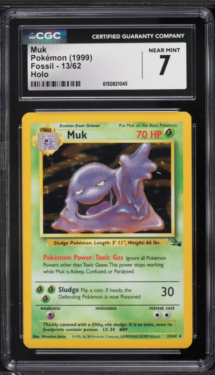 1999 Pokemon Fossil Holo Muk #13 CGC 7 NRMT