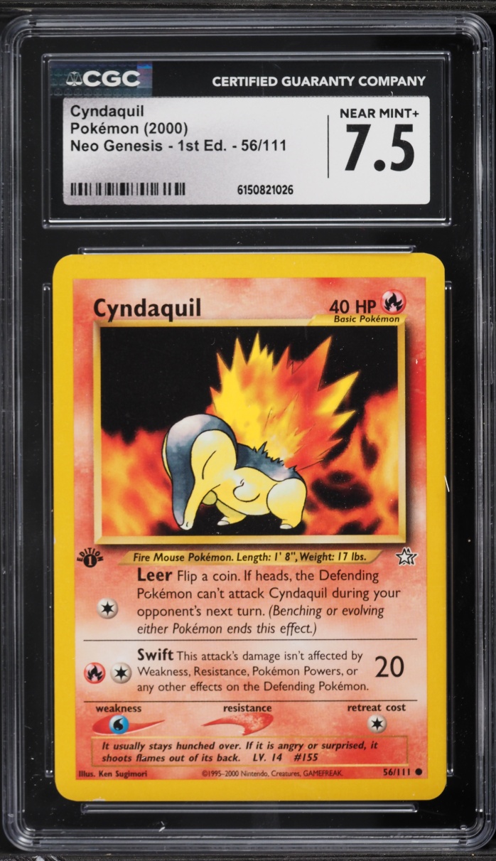 2000 Pokemon Neo Genesis 1st Edition Cyndaquil #56 CGC 7.5 NRMT+