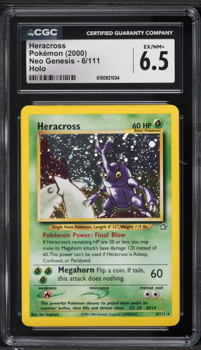2000 Pokemon Neo Genesis Holo Heracross #6 CGC 6.5 EXMT+