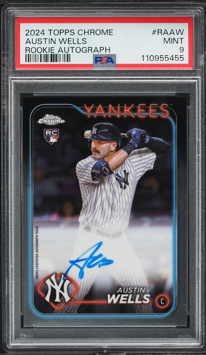 2024 Topps Chrome Austin Wells ROOKIE AUTO #RA-AW PSA 9 MINT