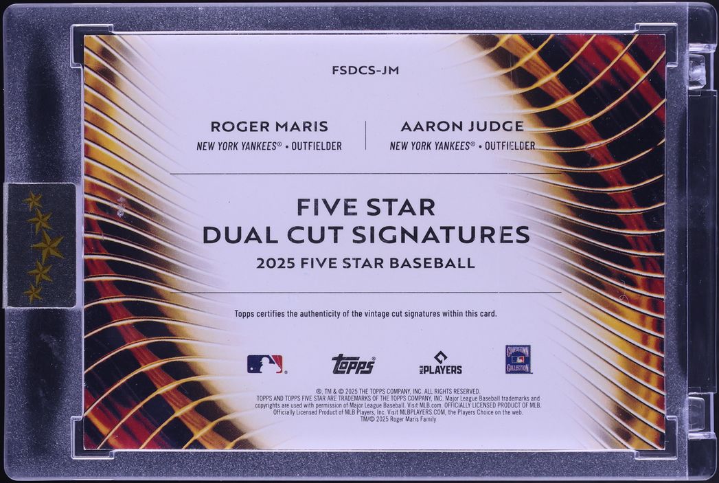 2025 Topps Five Star Dual Cut Roger Maris & Aaron Judge AUTO 1/1 #FSDCS-JM