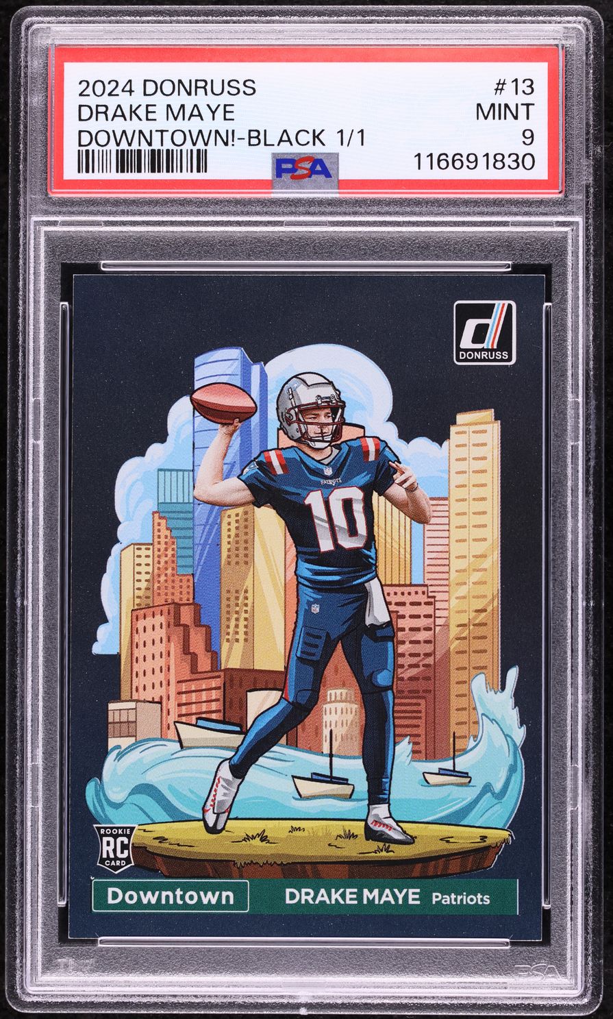 2024 Donruss Downtown Black Drake Maye ROOKIE 1/1 #13 PSA 9 MINT