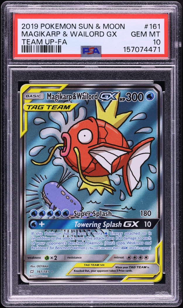 2019 Pokemon Sun & Moon Team Up Alt Art Magikarp & Wailord GX #161 PSA 10 GEM MINT